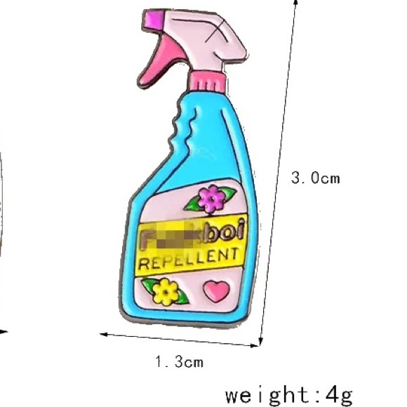 1 LEFT‼️ F*Boi Repellant Enamel Pin Funny NSFW Spray Bottle Sassy Badge Gift - Picture 4 of 11